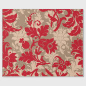 Papier Cadeau Joli damas rouge brun (Plat)