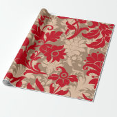 Papier Cadeau Joli damas rouge brun (Déroulé)