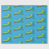 Papier Cadeau Joli dessin animé de chenille verte mignonne (Plat)
