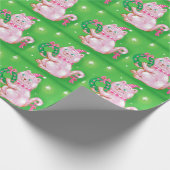 Papier Cadeau Joli dessin de Noël Chat tenant une couronne (Coin)