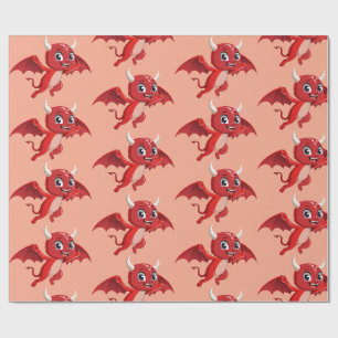Papier Cadeau Joli diable volant de dessin animé