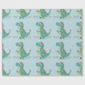 Papier Cadeau Joli Dinosaure de Noël Lumières Papier d'enveloppe (Plat)