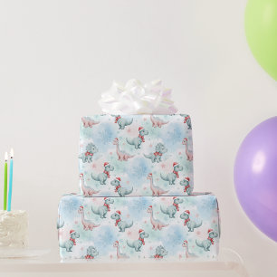 Papier Cadeau Joli dinosaure de Noël pour enfants, Dino pour les