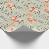 Papier Cadeau Joli Doodle Fox Forest Motif de bois (Coin)