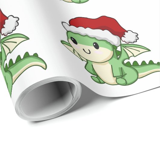 Papier Cadeau Joli dragon de Noël (Coin rond)