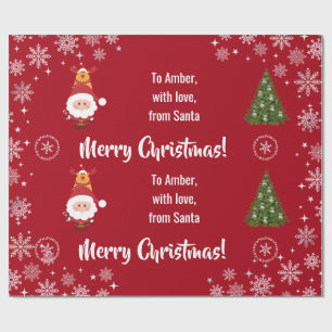 Papier Cadeau Joli drôle Père Noël moderne Rudolph Nom personnal
