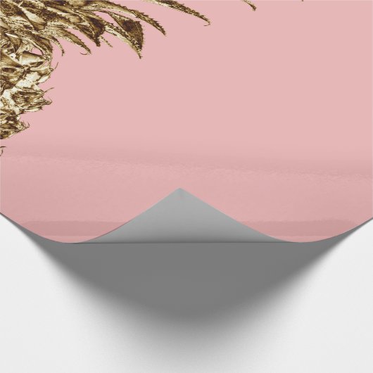 Papier Cadeau Joli élégant or girly & ananas rose pastel (Coin)