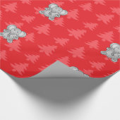 Papier Cadeau Joli éléphant rouge de noël arbres (Coin)