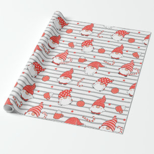 Papier Cadeau Joli elfe de Noël rouge et blanc