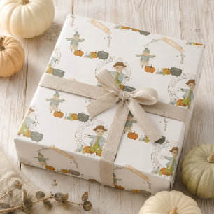 Papier Cadeau Joli épouvantail vintage Halloween