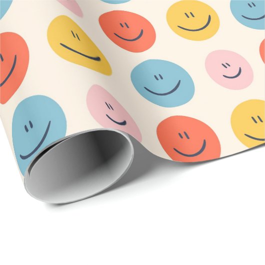 Papier Cadeau Joli Face Blobs Spotty Motif amusant (Coin rond)