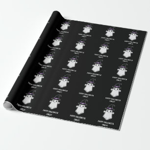 Papier Cadeau Joli Fantôme Avec Chapeau De Sorcière Joy Hallowee