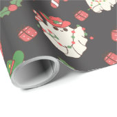 Papier Cadeau Joli Fantôme de Noël Rétro (Coin rond)