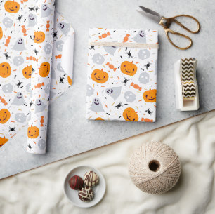 Papier Cadeau Joli fantôme et citrouille Halloween