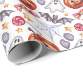 Papier Cadeau Joli fantôme Halloween (Coin rond)