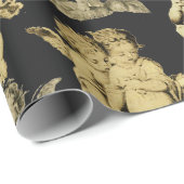 Papier Cadeau Joli Festif Vintage ailes Cherub Angels (Coin rond)