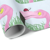 Papier Cadeau Joli Flamant rose rose (Coin rond)