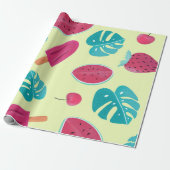 Papier Cadeau Joli fruit tropical Feuille Ice Pops Motif| (Déroulé)
