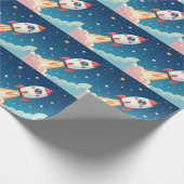 Papier Cadeau Joli fusée spatiale qui décolle (Coin)