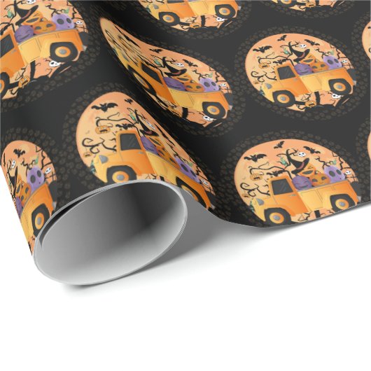 Papier Cadeau Joli Halloween Citrouille (Coin rond)