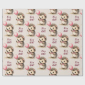 Papier Cadeau Joli Hérisson C'est un Baby shower de fille (Plat)