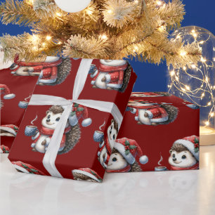 Papier Cadeau Joli Hérisson, Vacances de Noël
