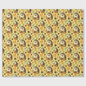 Papier Cadeau Joli Hérisson Vintage Motif sans couture (Plat)