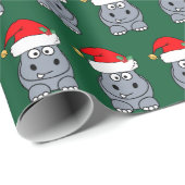 Papier Cadeau Joli Hippo de Noël (Coin rond)