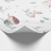 Papier Cadeau Joli hiver des étangs des neiges animaux des forêt (Coin)