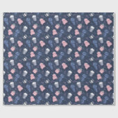 Papier Cadeau Joli Hiver Rose Bleu Béanie Casquette Motif Écharp (Plat)
