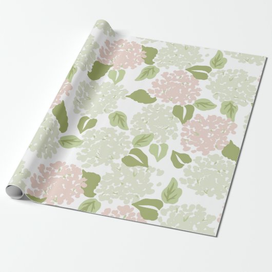 Papier Cadeau Joli hydrangea floral preppy classique (Déroulé)