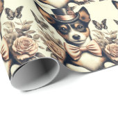 Papier Cadeau Joli Jouet Vintage Fox Terrier (Coin rond)