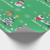 Papier Cadeau Joli Joyeux Noël Snowman Noël Arbre (Coin)