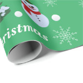 Papier Cadeau Joli Joyeux Noël Snowman Noël Arbre (Coin rond)