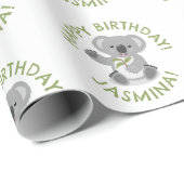 Papier Cadeau Joli koala personnalisation dessin animé anniversa (Coin rond)