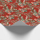 Papier Cadeau Joli lapin Aquarelle Rouge Noël (Coin)