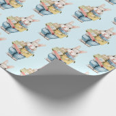 Papier Cadeau Joli lapin avec cadeau d'anniversaire Papier envel (Coin)