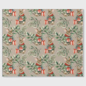 Papier Cadeau Joli lapin de Noël (Plat)