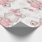 Papier Cadeau Joli lapin de Pâques rose (Coin)