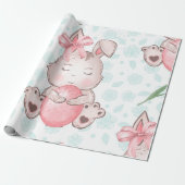 Papier Cadeau Joli lapin de Pâques rose (Déroulé)