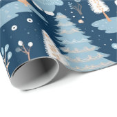 Papier Cadeau Joli lapin d'hiver de Noël Whimsical (Coin rond)