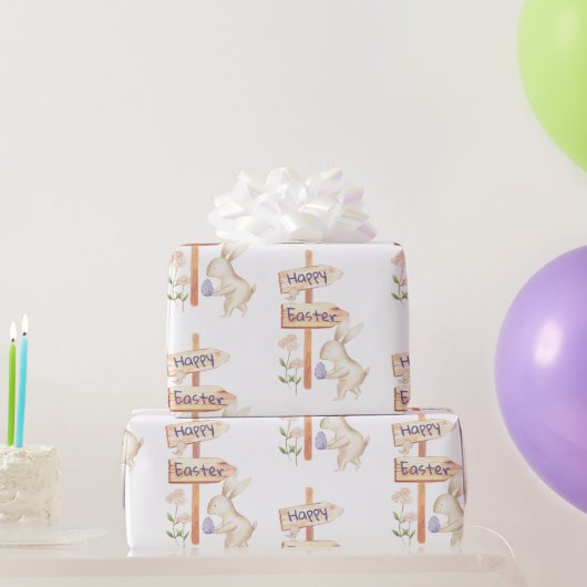 Papier Cadeau Joli lapin et oeuf de Pâques (Cadeaux de fête)