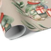 Papier Cadeau Joli lapin Lapin Aquarelle Noël (Coin rond)