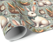 Papier Cadeau Joli lapin Vintage (Coin rond)