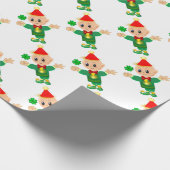 Papier Cadeau Joli leprechaun de chance avec trèfle (Coin)