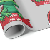 Papier Cadeau Joli lézard de Noël (Coin rond)