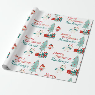 Papier Cadeau Joli licorne et fée nom personnalisé Joyeux Noël