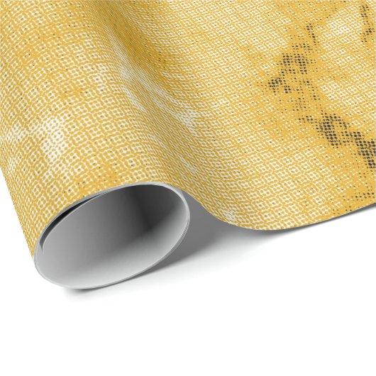 Papier Cadeau Joli look de marbre jaune doré (Coin rond)