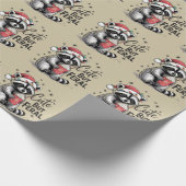 Papier Cadeau Joli Mais Feral Christmas Raccoon mignon Animal No (Coin)