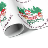 Papier Cadeau Joli MERRY CHRISTMAS MUSHROOM Christian (Coin rond)